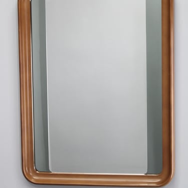 1970s Italian Rectangular Mirror in Wooden Frame / Vintage Mirror / Plastic / Mid-century / 