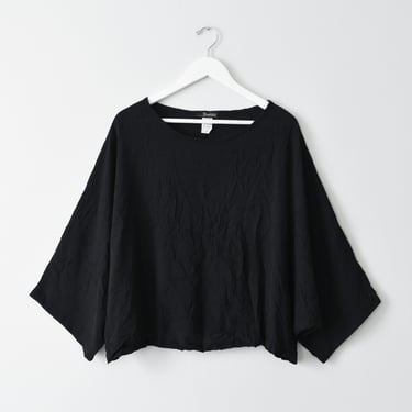 vintage boxy black top, oversized wide sleeve pullover, size xl 