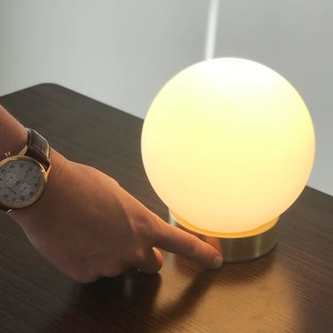 Modern Globe Table Lamp • Touch Sensor Dimming Bedside Lamp • Hand Blown Glass Orb • Minimalist Home Decor Lighting 