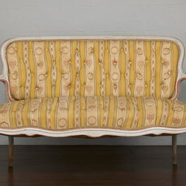 19th Century Country French Louis XV Painted Provincial Loveseat or Settee 