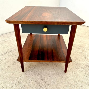 Midcentury Wooden 2 - Tier Side Table With Drawer