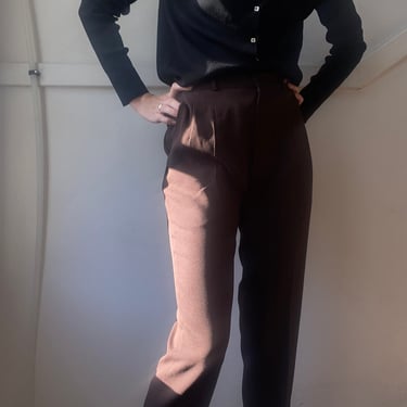 vintage chocolate brown high waist trousers S/M 