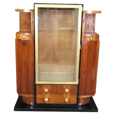 Fantastic Signed French Art Deco Highly Figured Mahogany and Brass Circa 1920