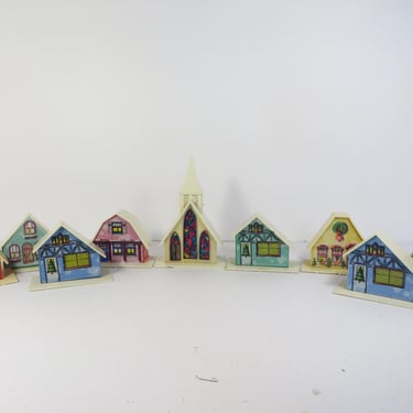 Vintage Alpine Village Plastic House Light Covers - Vintage Christmas Village Houses and Church 