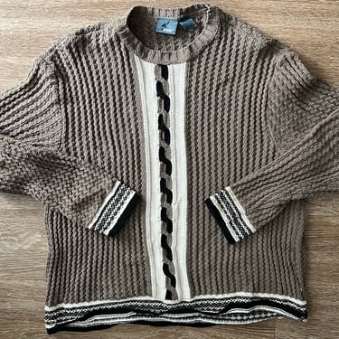 90’s Waffle Knit Neutral Tone Sweater Medium 