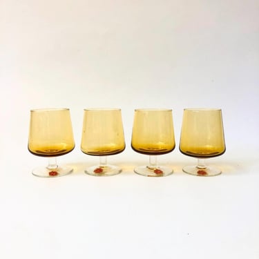 Mid Century Italian Yellow Glass Cordials - Set of 4 