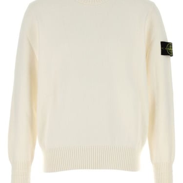 Stone Island Man Ivory Cotton Blend Sweater