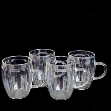 Vintage Set of 4 Schott Mainz Jena Glas Glass Mugs Cups 