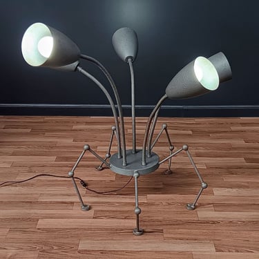 Vintage Post Modern Metal Spider Floor Lamp or Chandelier 
