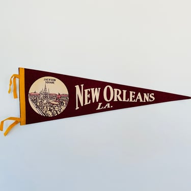 Vintage New Orleans Jackson Square Souvenir Pennant 