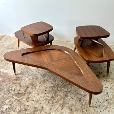 Vintage 1960s Pair of Mid Century Modern Step End Tables by Gordon Fine Furniture 