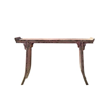 Vintage Chinese Distressed Pink Flare Legs Console Altar Table ws4390E 