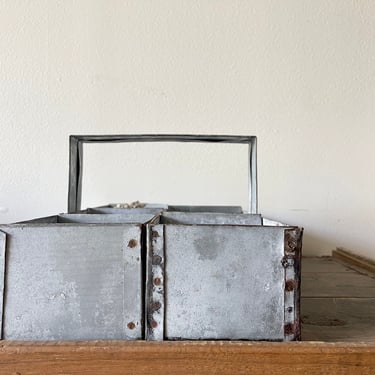 Rustic Galvanized Divided Metal Tool Tray Tote | Artist Supplies | Gardening | Display | Crafts Storage | Industrial Farmhouse Sheet Metal 