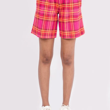 90s Clothing, Pink Shorts, Vintage Pink Shorts, Plaid Shorts, Orange Shorts, Pink High Waisted Shorts, High Waist Shorts 