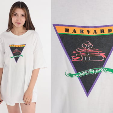 Harvard University Press Shirt 90s Publishing House College Shirt Vintage T Shirt Graphic Tee 1990s White Retro Single Stitch Extra Large xl 