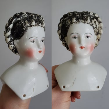 Antique China Doll Head Ornate Hairstyle and  Visible Ears - Doll Head 4
