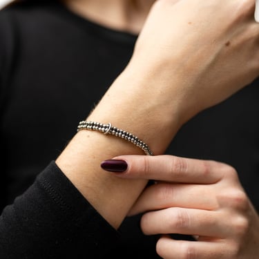 Sterling Silver Doubled Beads with Floating Jump Ring Bracelet