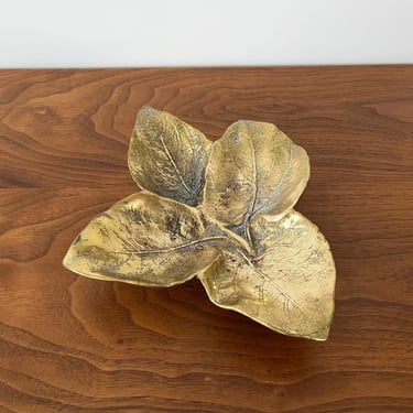 Vintage Virginia Metalcrafters Brass Leaf Dish - Coleus Calavo 