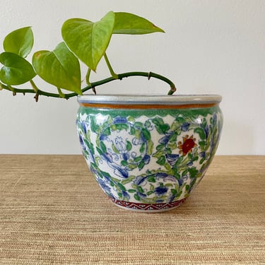 Vintage Chinoiserie Planter - Porcelain 