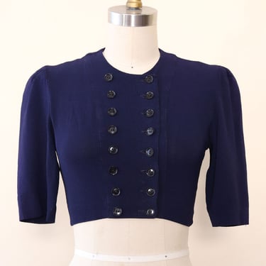 1930s Nautical Navy Crop Top XS