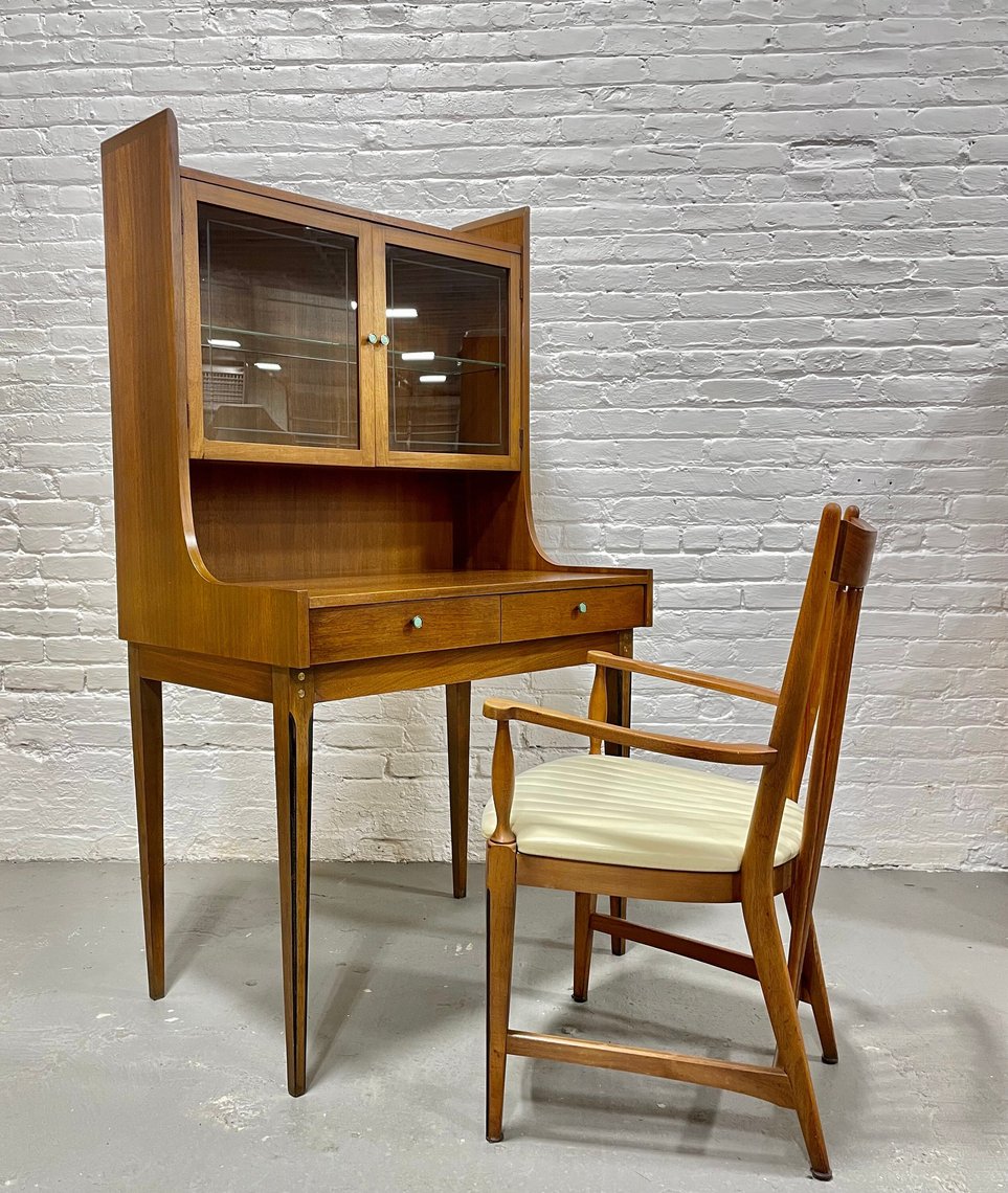 Mid Century Modern Walnut DESK + BOOKCASE and Desk Chair by Circa60