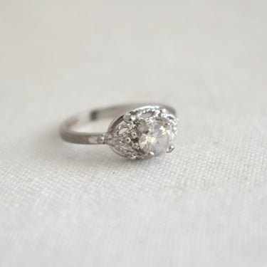 Vintage Clear Rhinestone Ring, Size 9 