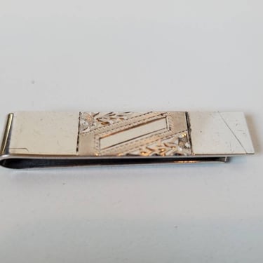 Sterling silver vintage embossed tie clip 