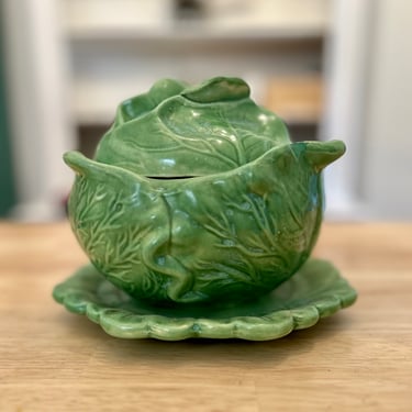 Green Cabbage Soup Tureen 