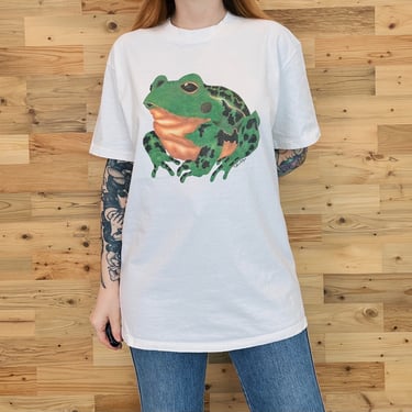 Vintage 1991 Toad Art Retro Nature 90s White Tee Shirt T-Shirt 