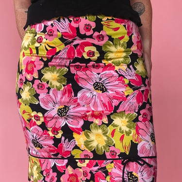 Y2K Pink and Green Floral Skirt, sz. M