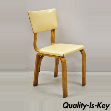 Vintage Thonet Bentwood Dining Side Chair with Beige Vinyl Seat