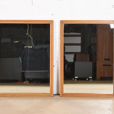 Mid-Century Modern Maple Wall Mirrors Attributed to Russel Wright for Conant Ball, Pair
