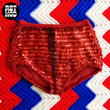 HOT HOT HOT Vintage 70s 80s Red Sequin Hot Pants 
