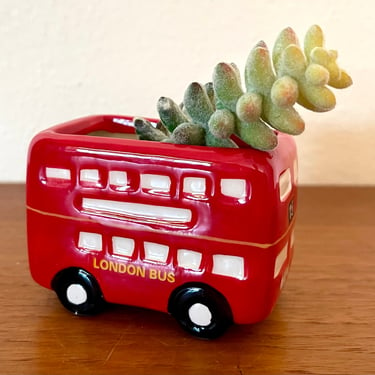 Retro Inspired English Double Decker Ceramic Bus Succulent Planter Pot 