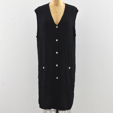 Vintage Black Cotton Gauze Jumper Dress