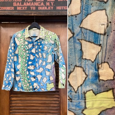 Vintage 1990’s Artwork Custom Trucker Style Denim Jacket, 90’s Denim Jacket, 90’s Acid Wash, 90’s Custom Artwork, Vintage Clothing 