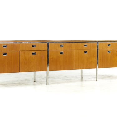 Knoll Style Mid Century Walnut and Chrome Credenza - mcm 