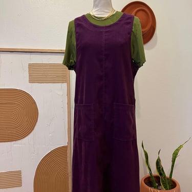 Vintage 90s Amanda Smith Purple Utility Oversized Overall Maxi Dress - Small 