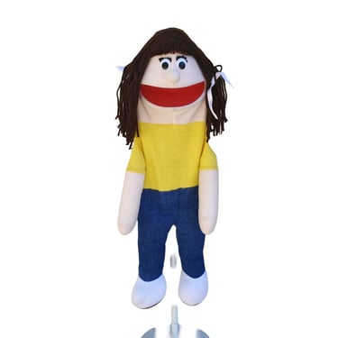 1987 Puppet Partners Girl Woman Yellow Blue Hand Puppet Educational Therapy 