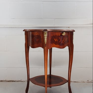 baroque french inlaid rosewood marquetry side table