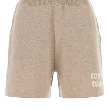 Miu Miu Women Cappuccino Cashmere Blend Shorts