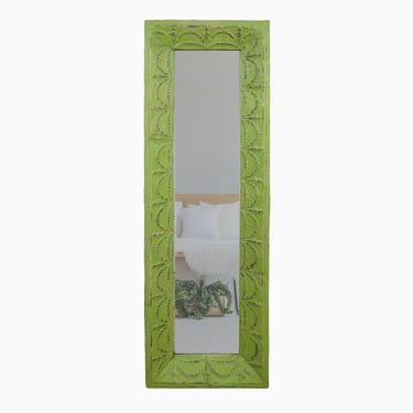 Handcrafted Lime Green 3D Cove Tin Wall Dressing Mirror