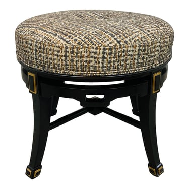 Currey & Co. Modern Camel and Taupe Tufted Scarlett Black Ottoman