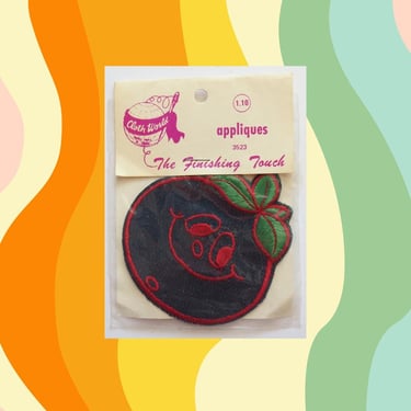 Vintage 70s Happy Face Patch - Sew On Applique Emblem - Apple Patch - Boho Hippie - 1970s 1980s 80s Patches 