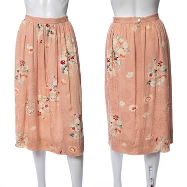 1980's Floral Printed Knee Length A-Line Skirt Size 24