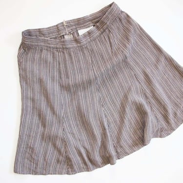 Vintage 90s Stripe Mini Skirt 26 Small - 1990s Express Beige Brown Black High Waist Short Softly Pleated Skirt 