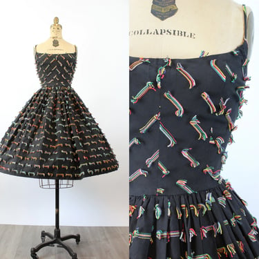 1950s CONFETTI 3-D cotton dress medium | new summer 