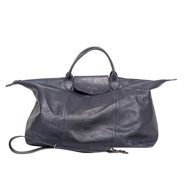 Longchamp - Navy Leather Duffle Bag