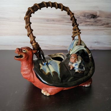 Japanese Sumida Gawa Tea Kettle - Rare Minogame Turtle Form - Meiji Period 