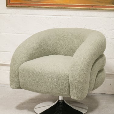 Olive Green Nubby Swivel Chair